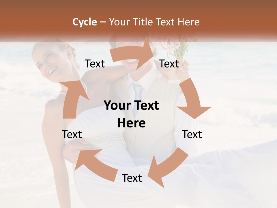 A Man And Woman On The Beach Holding A Bouquet Of Flowers PowerPoint Template