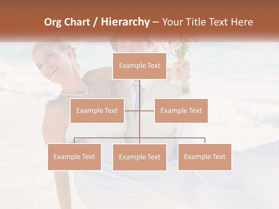 A Man And Woman On The Beach Holding A Bouquet Of Flowers PowerPoint Template