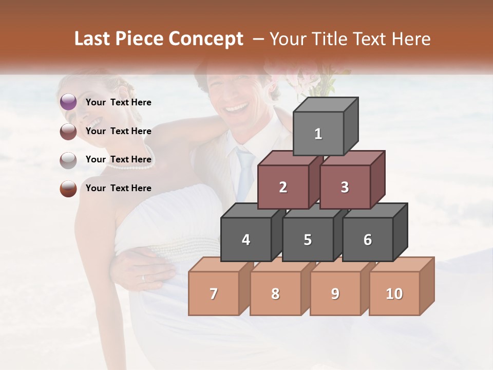 A Man And Woman On The Beach Holding A Bouquet Of Flowers PowerPoint Template