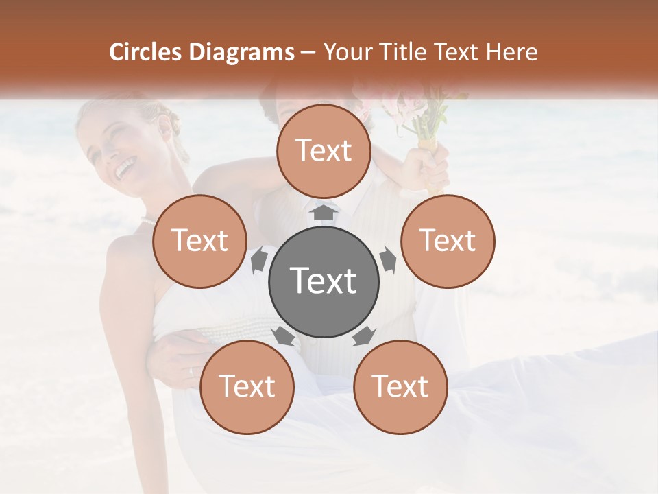 A Man And Woman On The Beach Holding A Bouquet Of Flowers PowerPoint Template