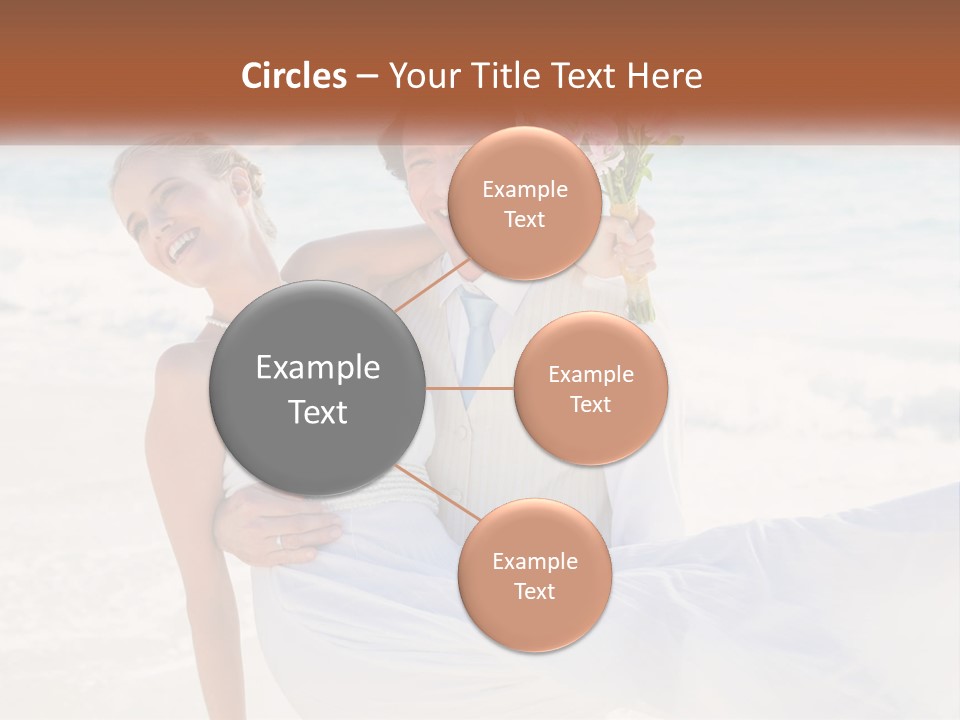 A Man And Woman On The Beach Holding A Bouquet Of Flowers PowerPoint Template