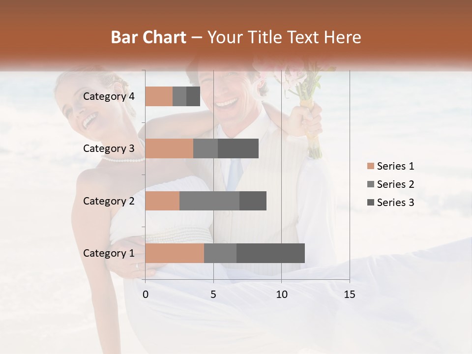 A Man And Woman On The Beach Holding A Bouquet Of Flowers PowerPoint Template