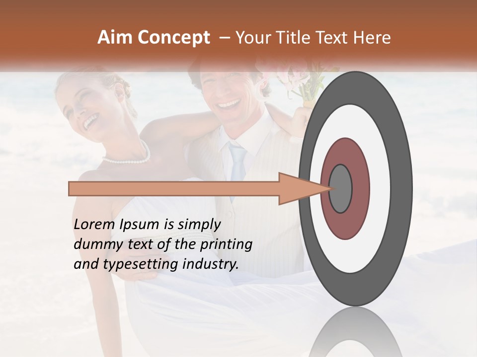 A Man And Woman On The Beach Holding A Bouquet Of Flowers PowerPoint Template