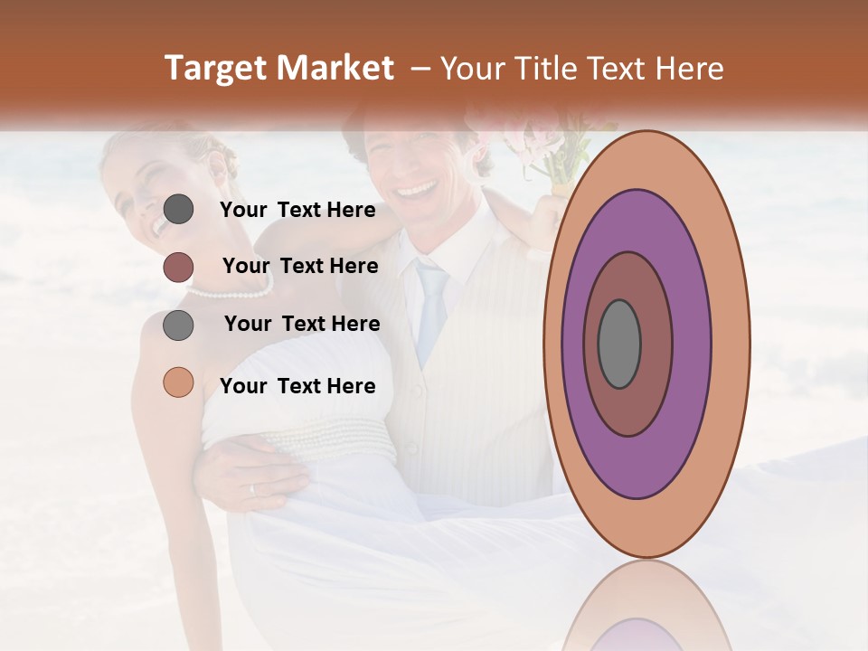 A Man And Woman On The Beach Holding A Bouquet Of Flowers PowerPoint Template