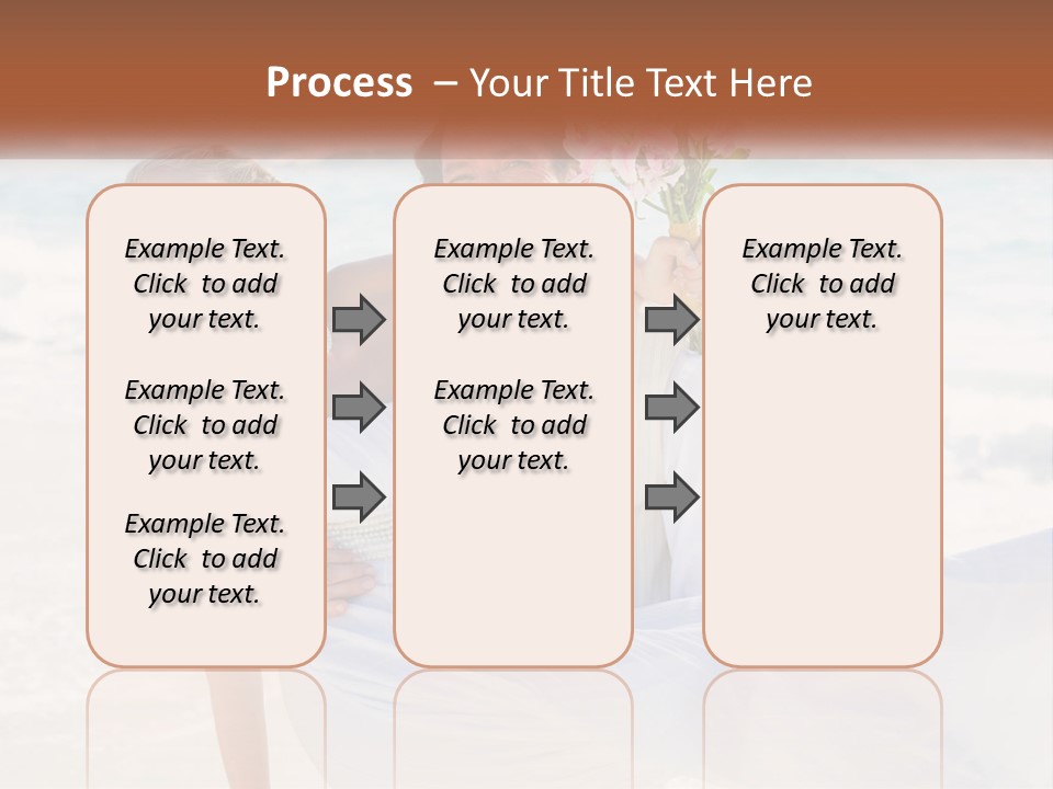 A Man And Woman On The Beach Holding A Bouquet Of Flowers PowerPoint Template