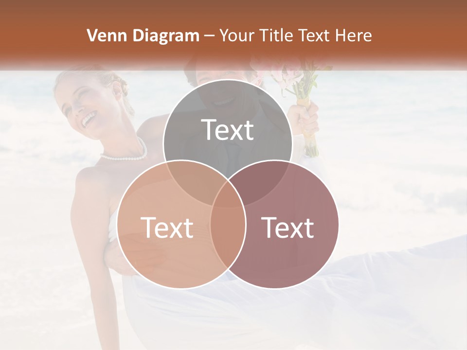 A Man And Woman On The Beach Holding A Bouquet Of Flowers PowerPoint Template