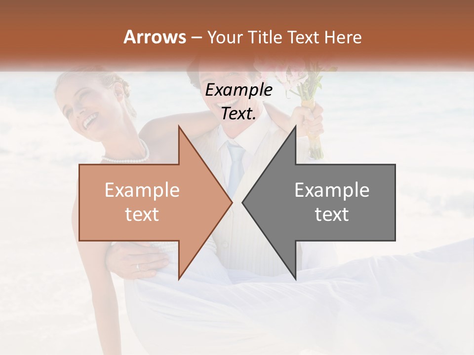 A Man And Woman On The Beach Holding A Bouquet Of Flowers PowerPoint Template