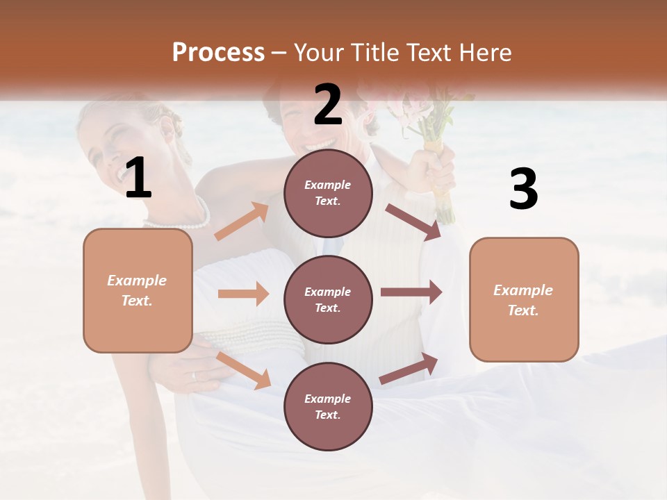 A Man And Woman On The Beach Holding A Bouquet Of Flowers PowerPoint Template