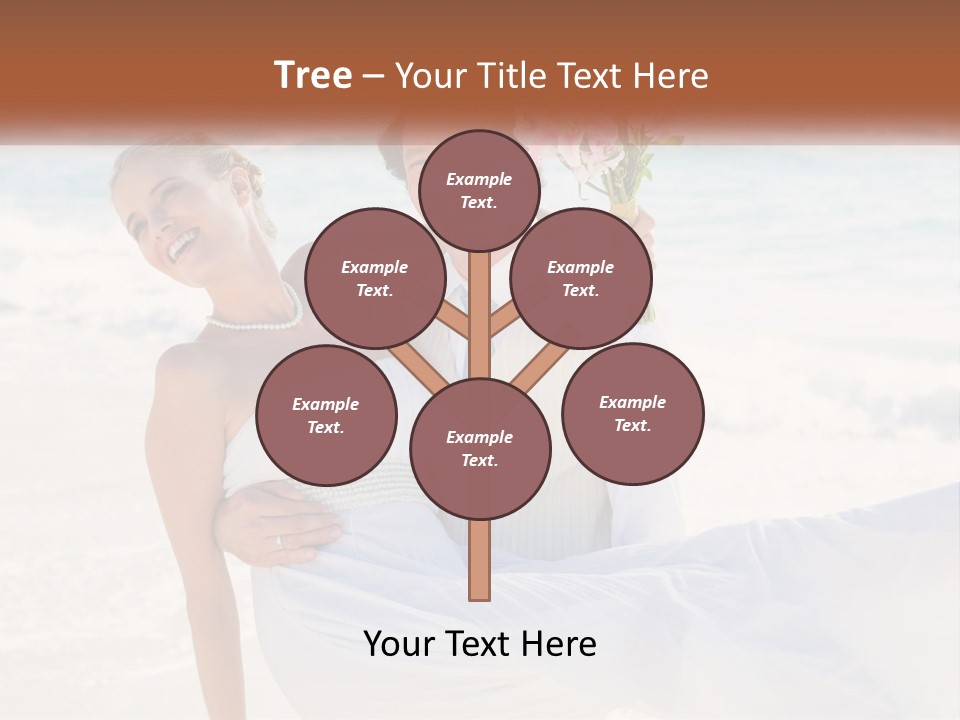 A Man And Woman On The Beach Holding A Bouquet Of Flowers PowerPoint Template