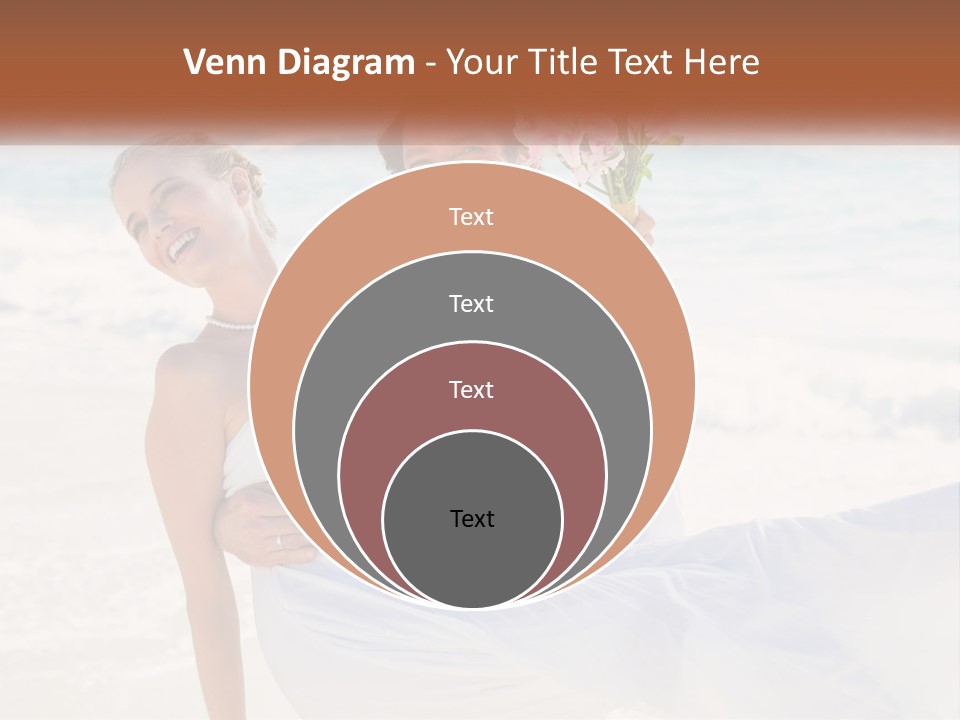 A Man And Woman On The Beach Holding A Bouquet Of Flowers PowerPoint Template