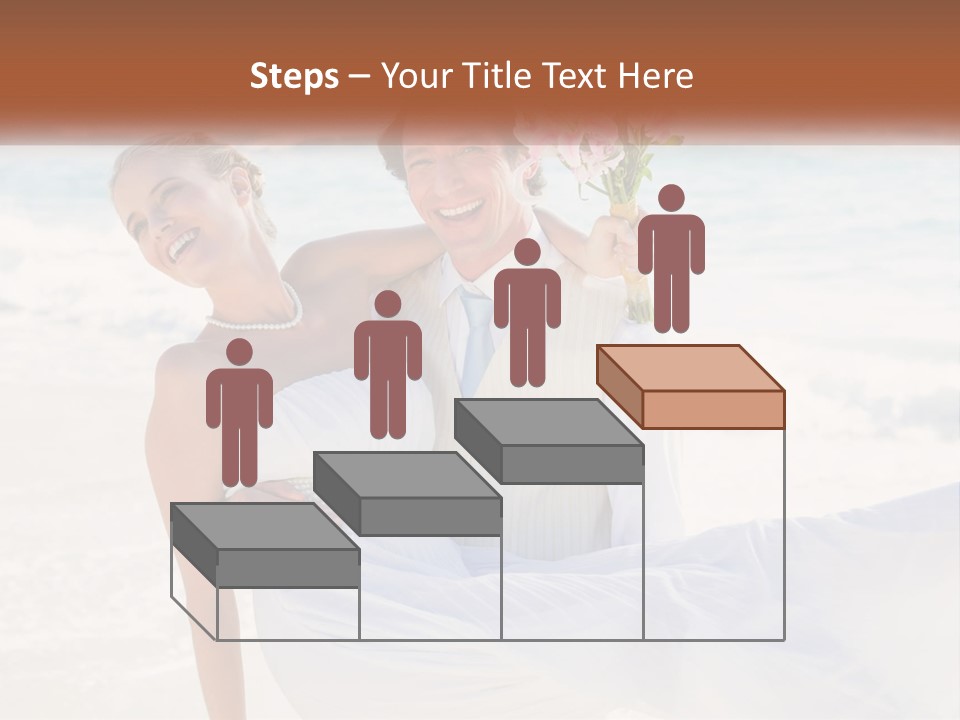 A Man And Woman On The Beach Holding A Bouquet Of Flowers PowerPoint Template