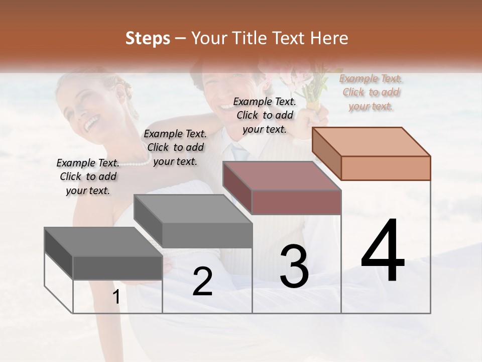 A Man And Woman On The Beach Holding A Bouquet Of Flowers PowerPoint Template