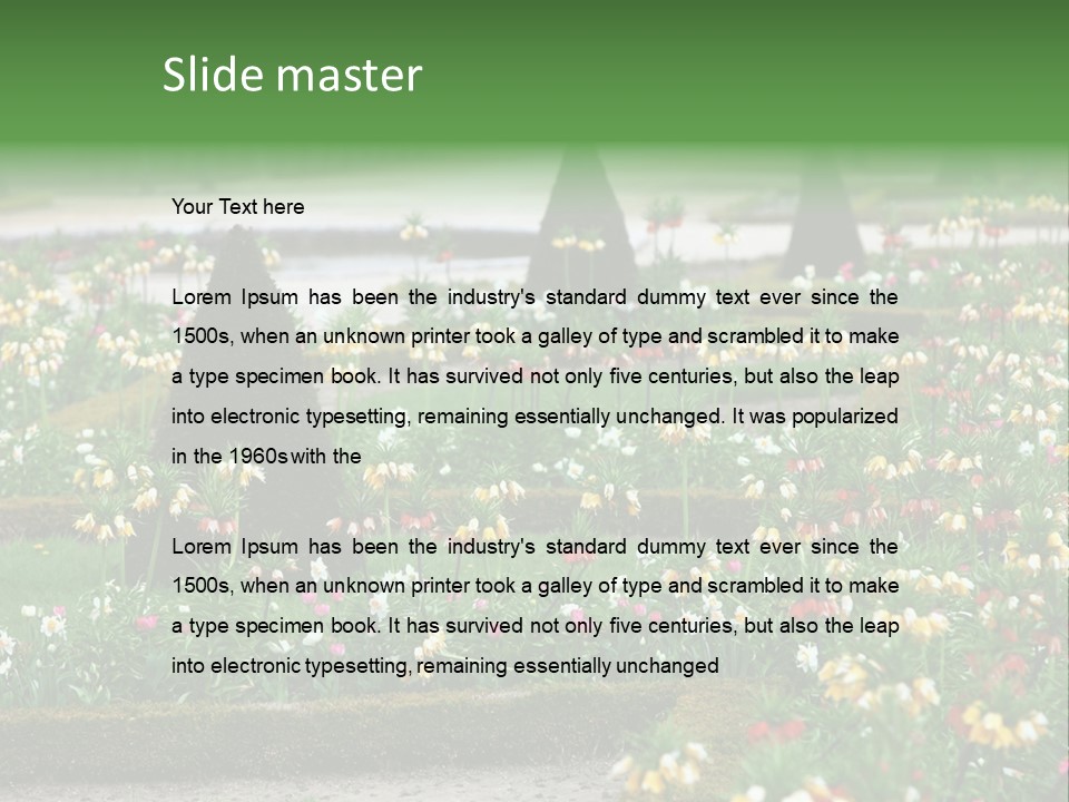 A Garden Filled With Lots Of Flowers And Trees PowerPoint Template