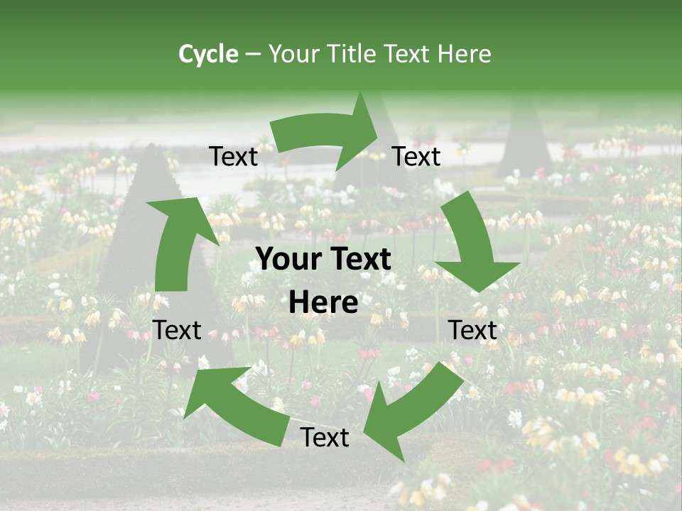 A Garden Filled With Lots Of Flowers And Trees PowerPoint Template