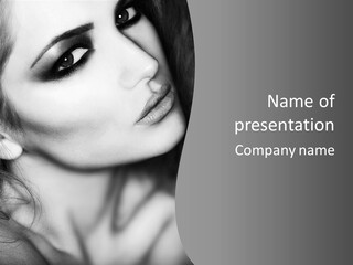 A Woman With Long Hair And Black Makeup PowerPoint Template