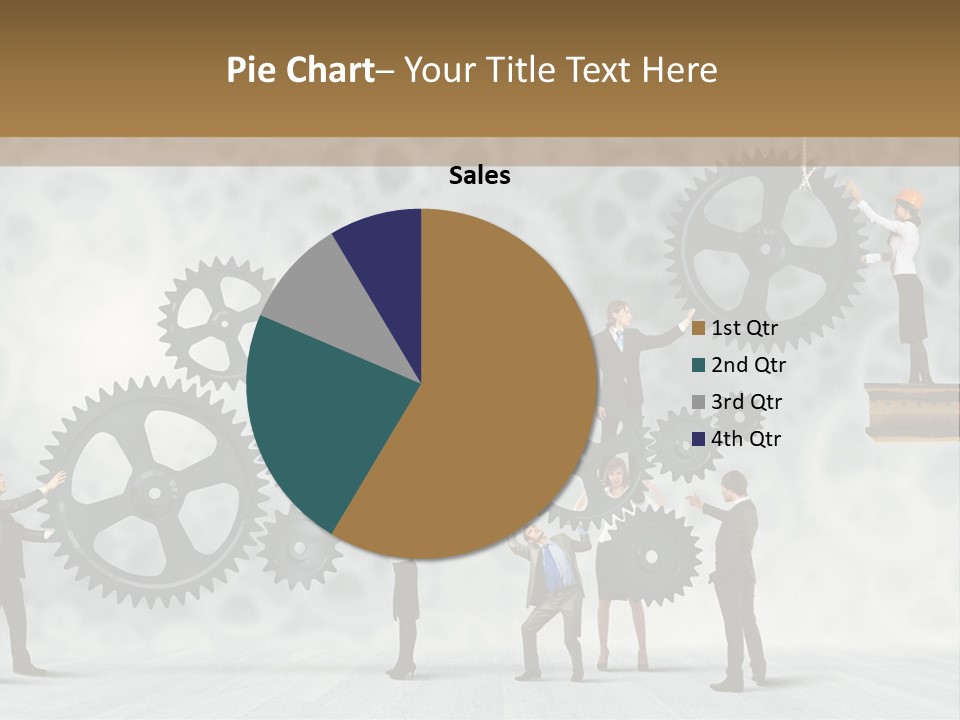A Group Of People Standing On Top Of Gears PowerPoint Template