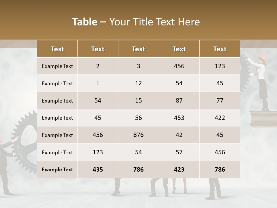 A Group Of People Standing On Top Of Gears PowerPoint Template