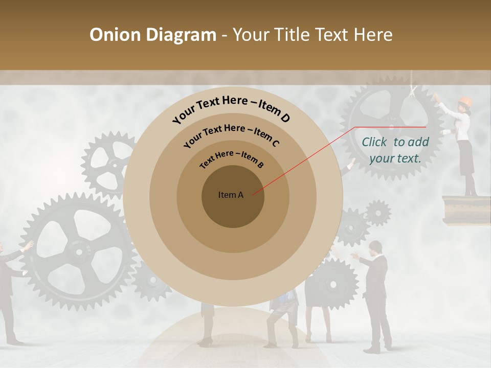 A Group Of People Standing On Top Of Gears PowerPoint Template