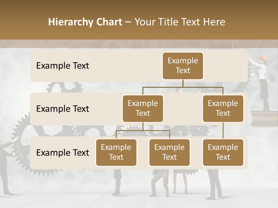 A Group Of People Standing On Top Of Gears PowerPoint Template