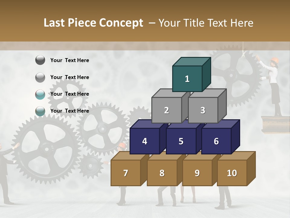 A Group Of People Standing On Top Of Gears PowerPoint Template