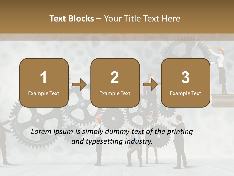 A Group Of People Standing On Top Of Gears PowerPoint Template