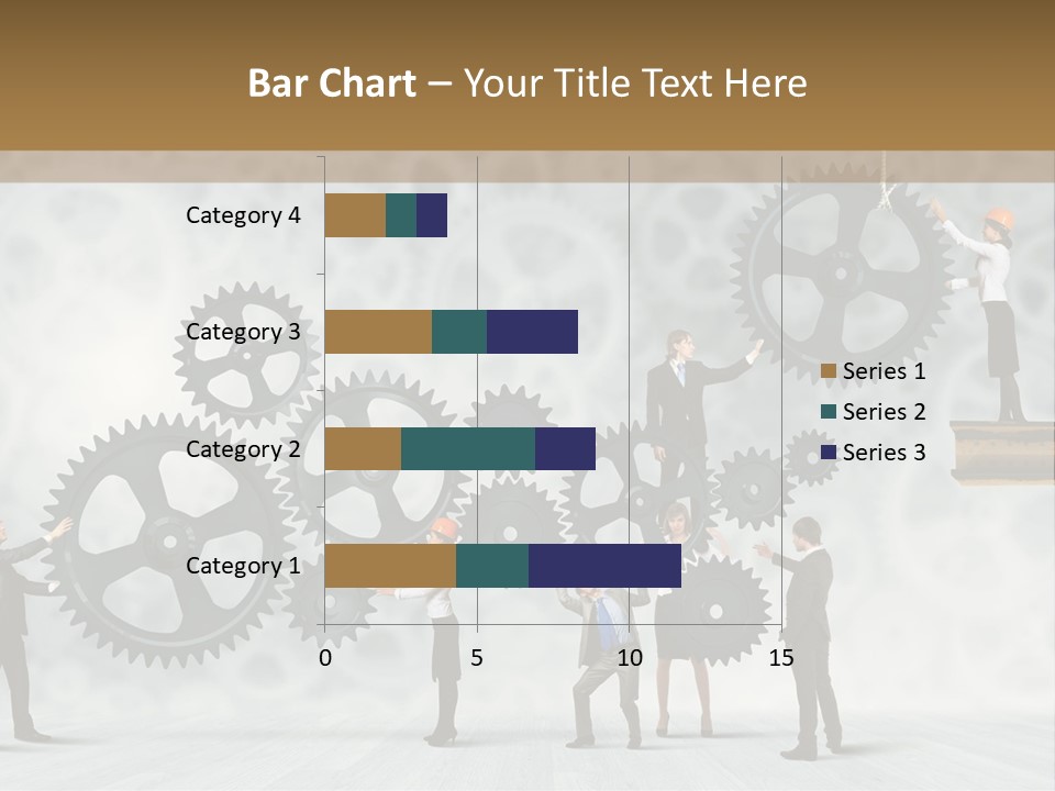 A Group Of People Standing On Top Of Gears PowerPoint Template