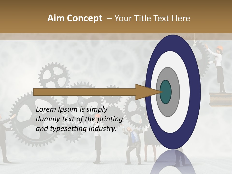 A Group Of People Standing On Top Of Gears PowerPoint Template
