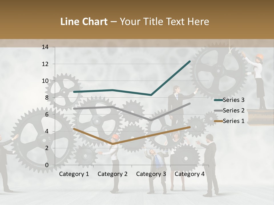 A Group Of People Standing On Top Of Gears PowerPoint Template