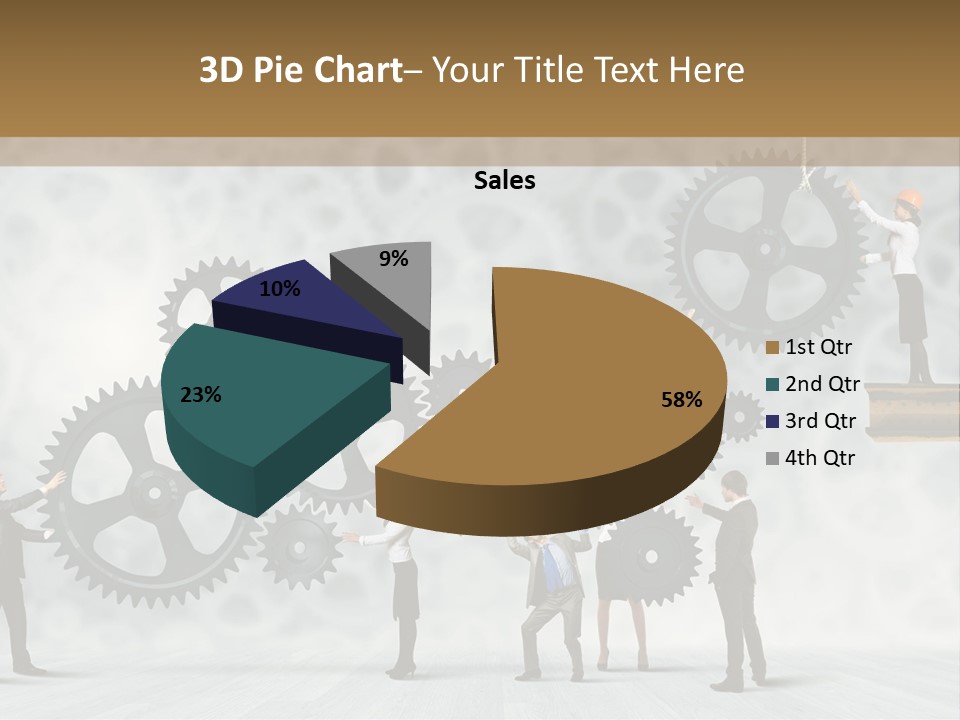 A Group Of People Standing On Top Of Gears PowerPoint Template