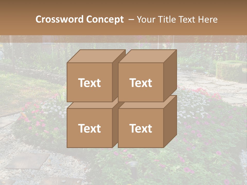 A Picture Of A Garden With Flowers And Rocks PowerPoint Template