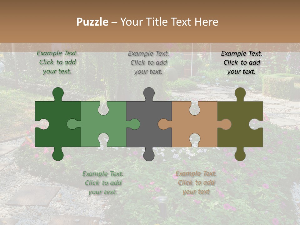 A Picture Of A Garden With Flowers And Rocks PowerPoint Template