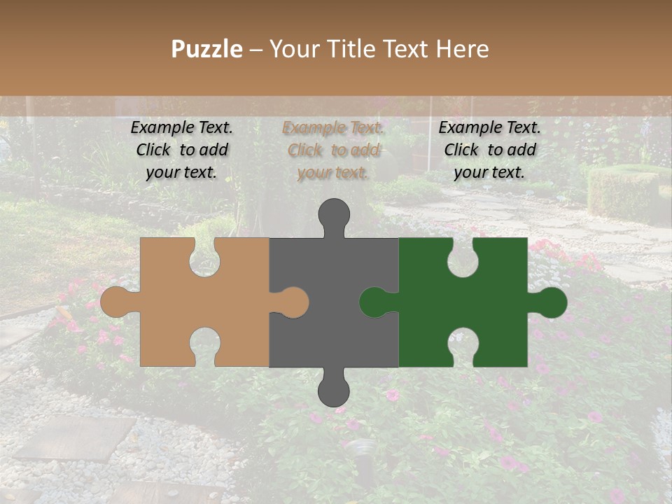 A Picture Of A Garden With Flowers And Rocks PowerPoint Template