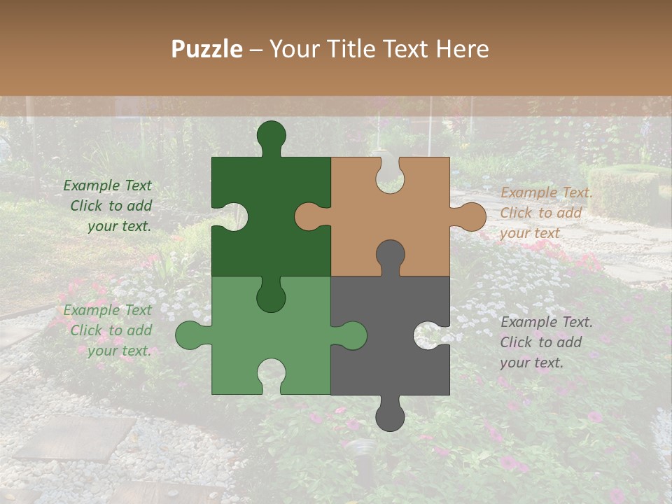 A Picture Of A Garden With Flowers And Rocks PowerPoint Template