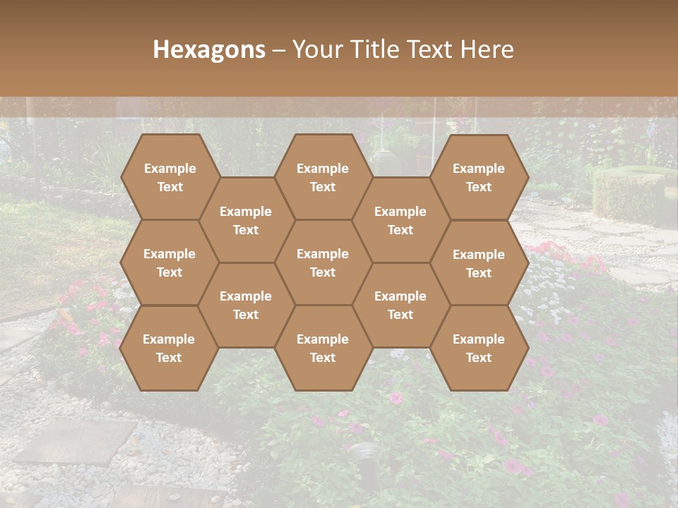 A Picture Of A Garden With Flowers And Rocks PowerPoint Template