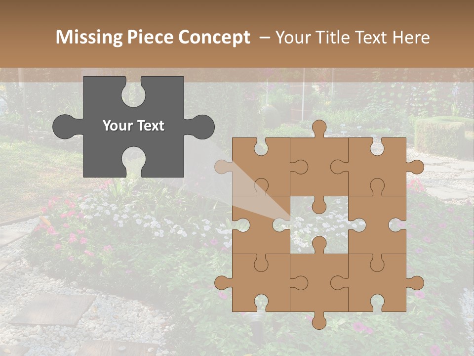 A Picture Of A Garden With Flowers And Rocks PowerPoint Template