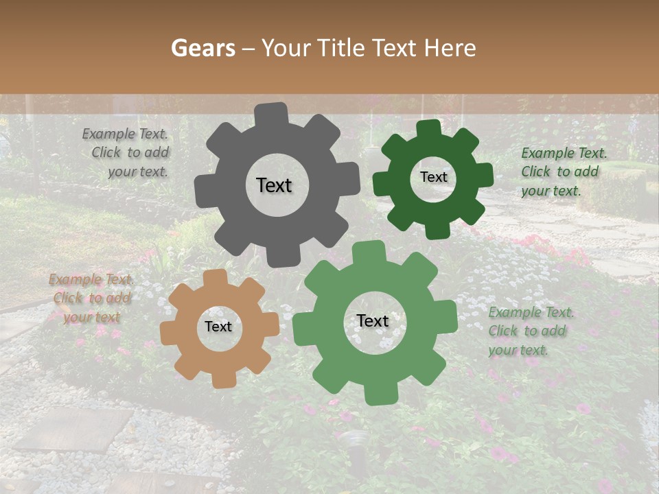 A Picture Of A Garden With Flowers And Rocks PowerPoint Template