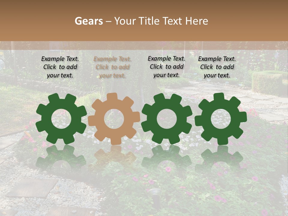 A Picture Of A Garden With Flowers And Rocks PowerPoint Template