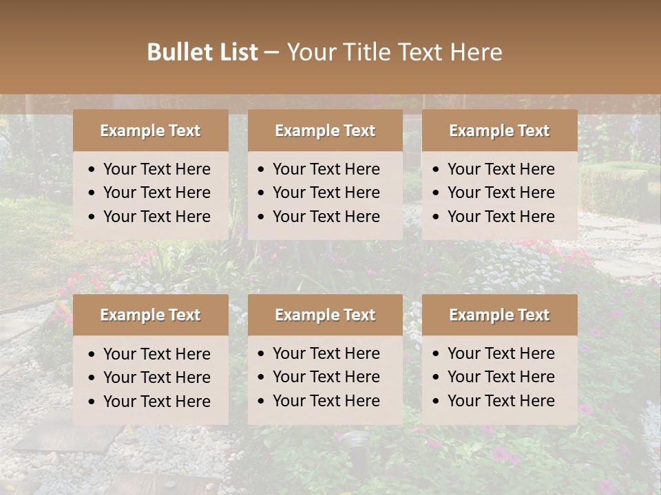 A Picture Of A Garden With Flowers And Rocks PowerPoint Template