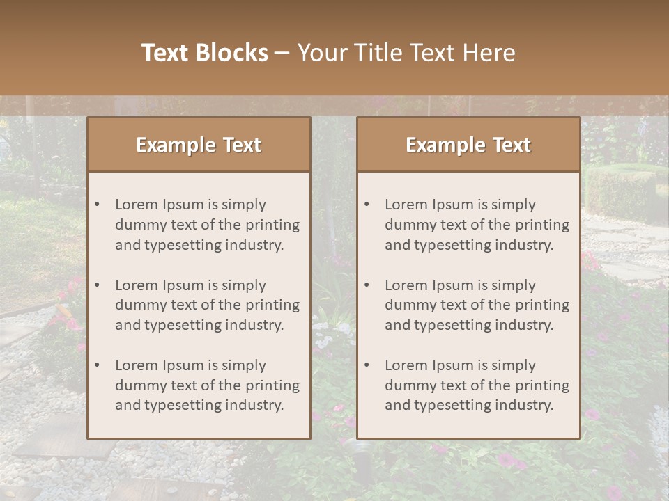 A Picture Of A Garden With Flowers And Rocks PowerPoint Template