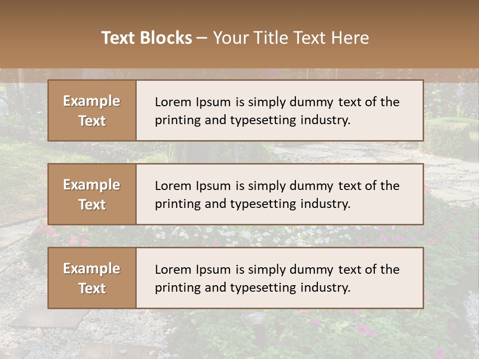 A Picture Of A Garden With Flowers And Rocks PowerPoint Template