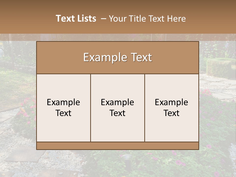 A Picture Of A Garden With Flowers And Rocks PowerPoint Template