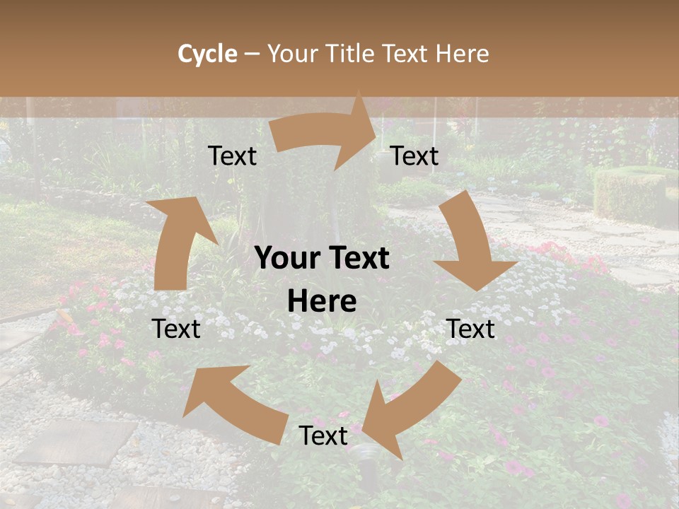 A Picture Of A Garden With Flowers And Rocks PowerPoint Template