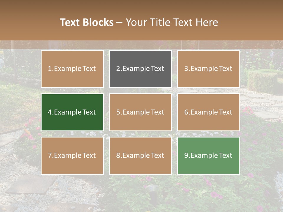 A Picture Of A Garden With Flowers And Rocks PowerPoint Template