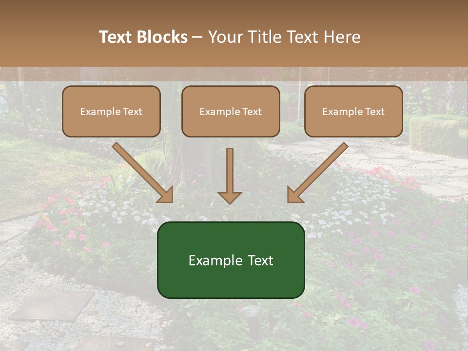 A Picture Of A Garden With Flowers And Rocks PowerPoint Template