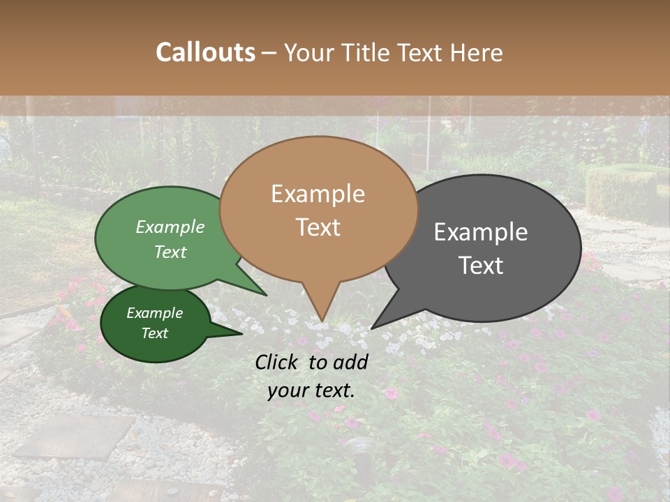A Picture Of A Garden With Flowers And Rocks PowerPoint Template
