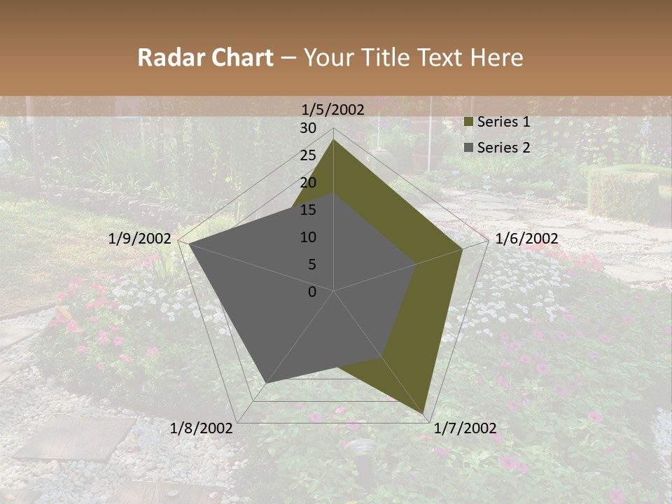 A Picture Of A Garden With Flowers And Rocks PowerPoint Template