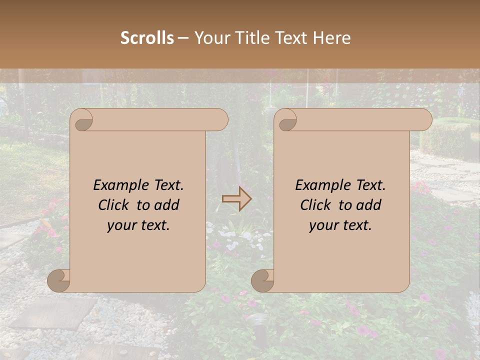 A Picture Of A Garden With Flowers And Rocks PowerPoint Template