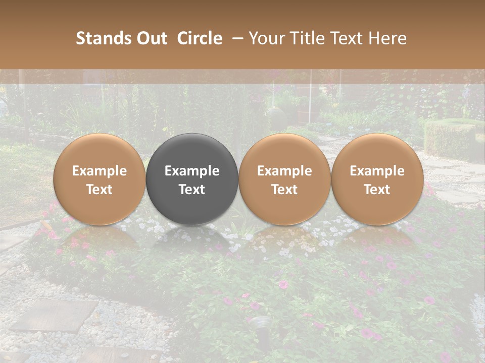 A Picture Of A Garden With Flowers And Rocks PowerPoint Template