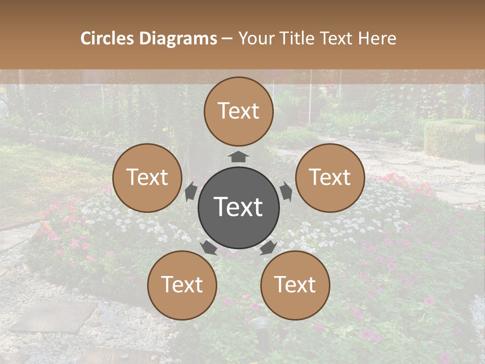 A Picture Of A Garden With Flowers And Rocks PowerPoint Template