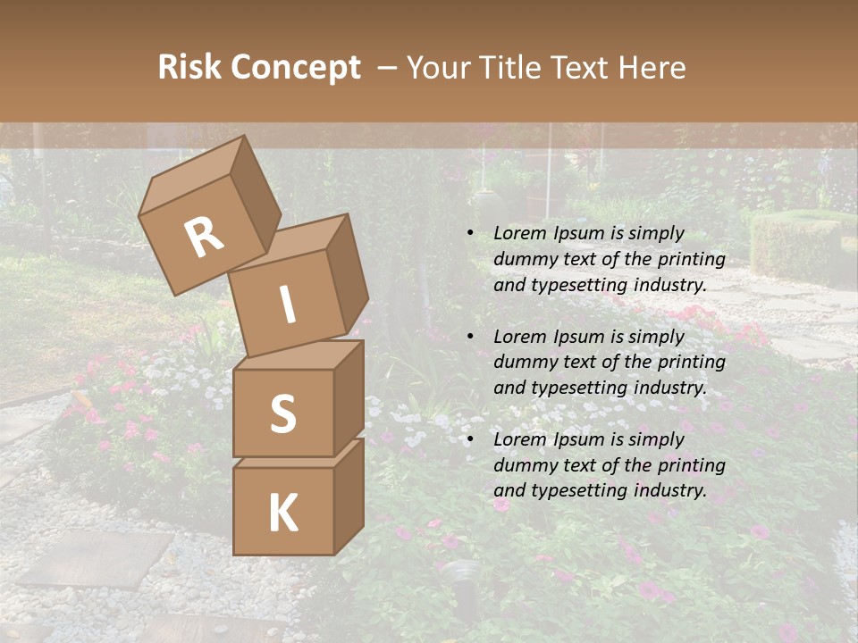 A Picture Of A Garden With Flowers And Rocks PowerPoint Template